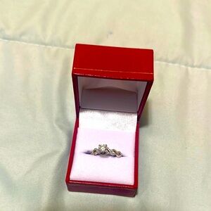 Engagement Ring 14K White Gold with a 0.74 Carat I-J Center